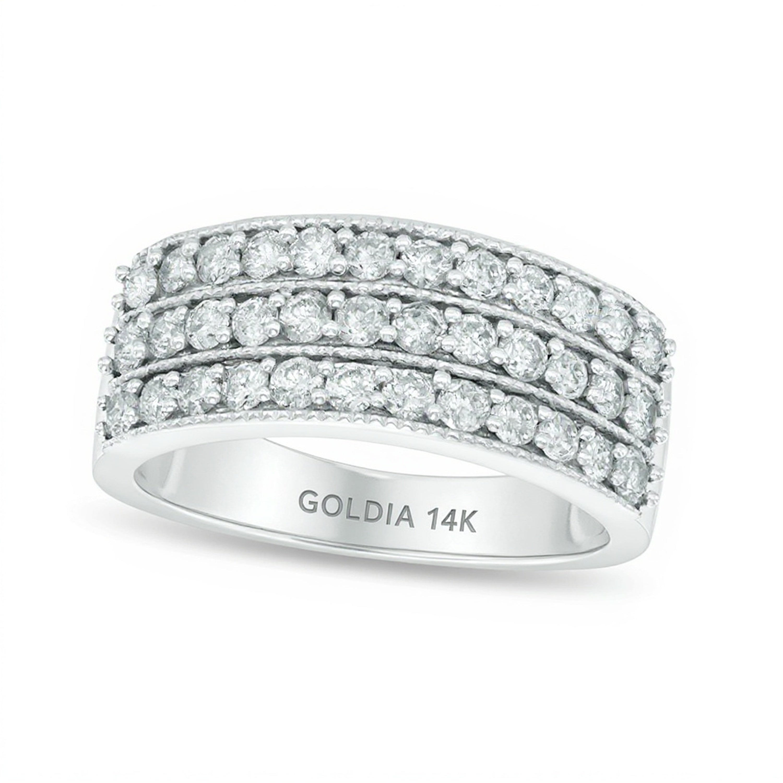 1.0 ct. Gesamtgewicht Diamant-Ring im Vintage-Stil mit drei Reihen in 14K Weißgold