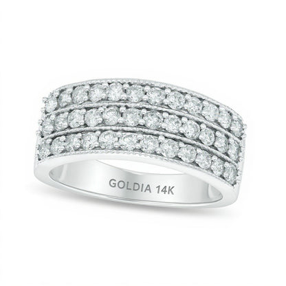 1.0 ct. Gesamtgewicht Diamant-Ring im Vintage-Stil mit drei Reihen in 14K Weißgold