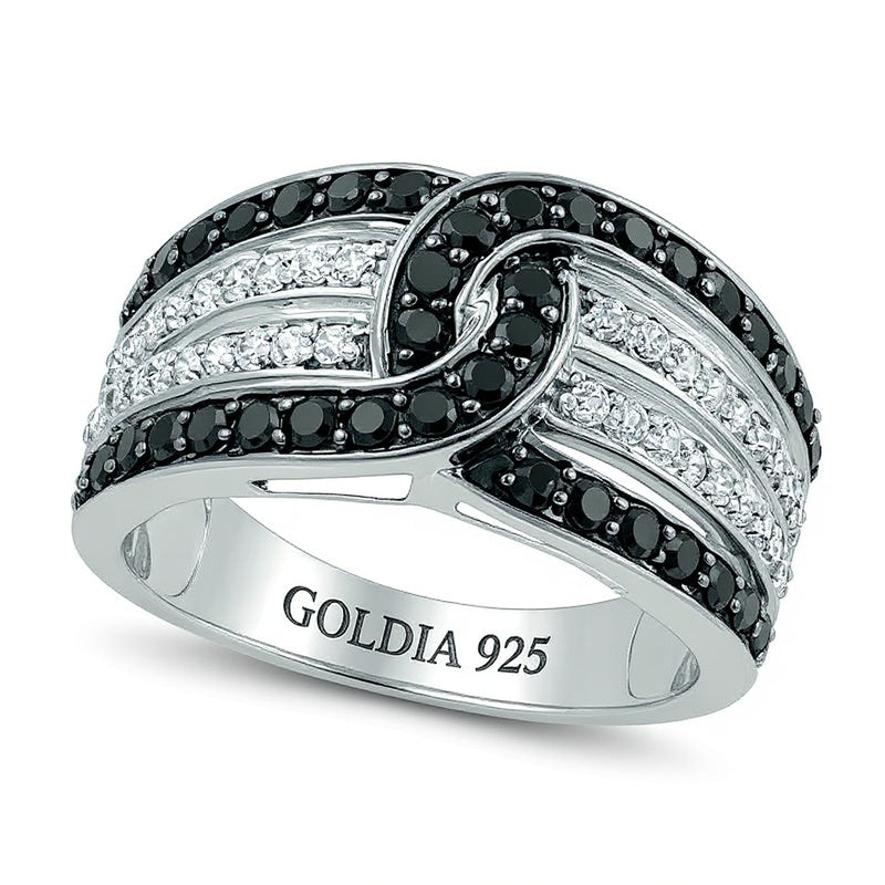 Fashion-Ring Knoten mit schwarzen und weißen Diamanten 1.0 ct. Gesamtgewicht in rhodiniertem Sterlingsilber 925