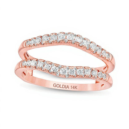 0.5 CT. Gesamtgewicht Diamant Solitär mit seitlichem Besatz in 14K Roségold