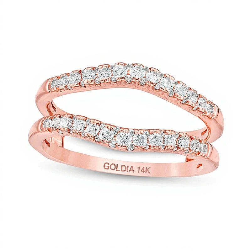 0.5 CT. Gesamtgewicht Diamant Solitär mit seitlichem Besatz in 14K Roségold