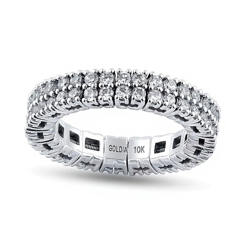 1,88 ct. Gesamtgewicht Diamant Fashion Ring zweireihig in 10K Weißgold