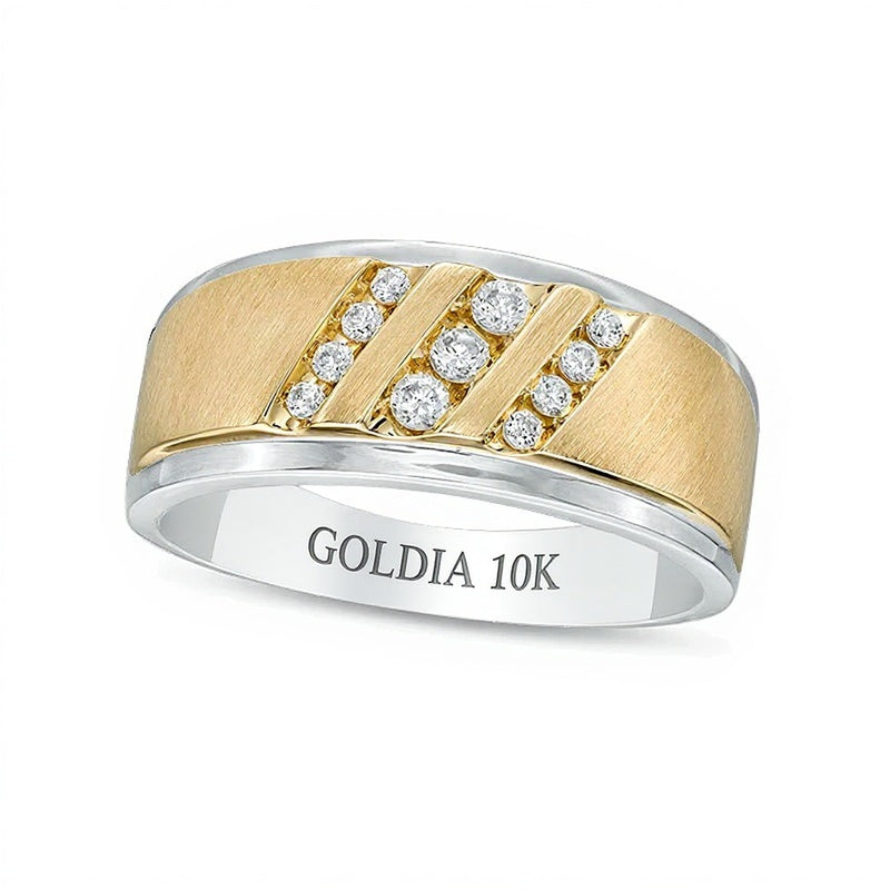 0,25 ct. Gesamtgewicht Diamant Fashion-Ring mit dreifach schräg gefassten Diamanten in 10K Bicolor-Gold
