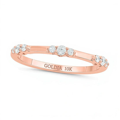 0.17 ct. Gesamtgewicht Diamant Bambus Stapel-Ring in 10K Roségold