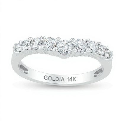 Ehering mit neun Diamanten im Konturdesign 0,5 ct. Gesamtgewicht in 14K Weißgold
