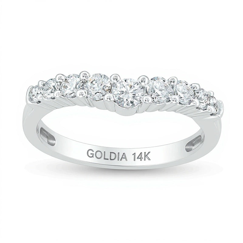 Ehering mit neun Diamanten im Konturdesign 0,5 ct. Gesamtgewicht in 14K Weißgold
