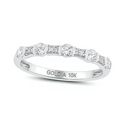 0.33 ct. Gesamtgewicht Diamant Memoire-Ring im Vintage-Stil zum Stapeln in 10K Weißgold
