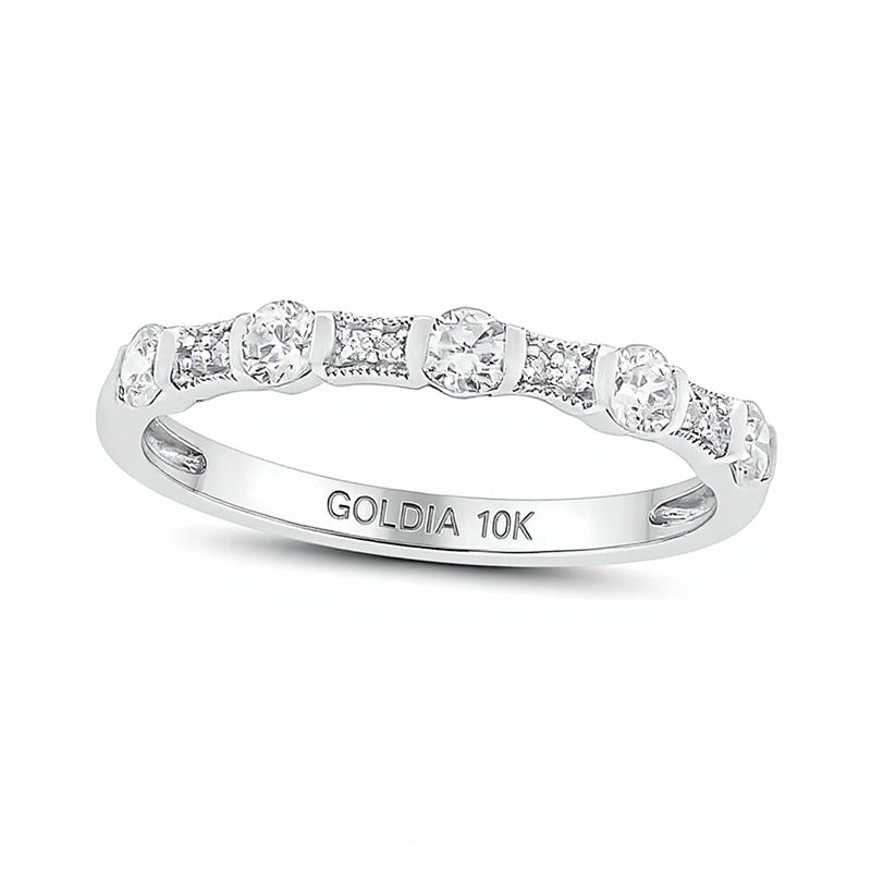0.33 ct. Gesamtgewicht Diamant Memoire-Ring im Vintage-Stil zum Stapeln in 10K Weißgold