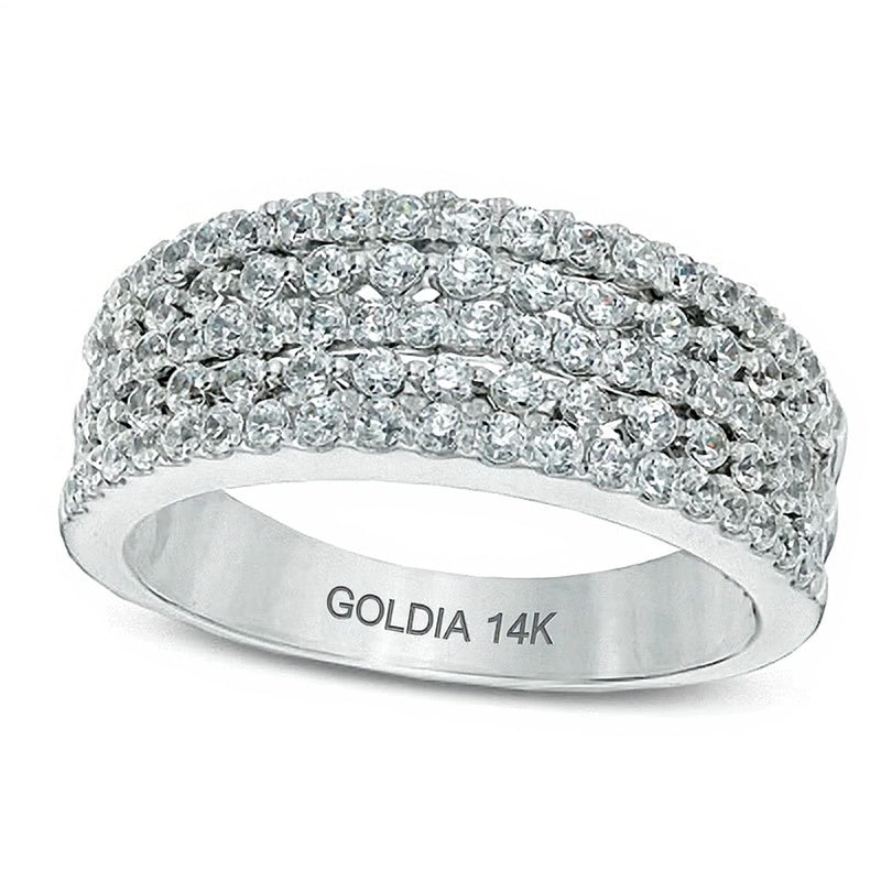 Memoire-Ring mit Diamanten, fünfreihig, 1.0 CT. Gesamtgewicht, in 14K Weißgold (I/SI2)