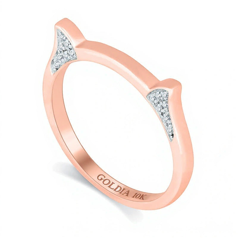 Katzenohren-Ring mit Diamanten 0,1 ct. Gesamtgewicht in 10K Roségold