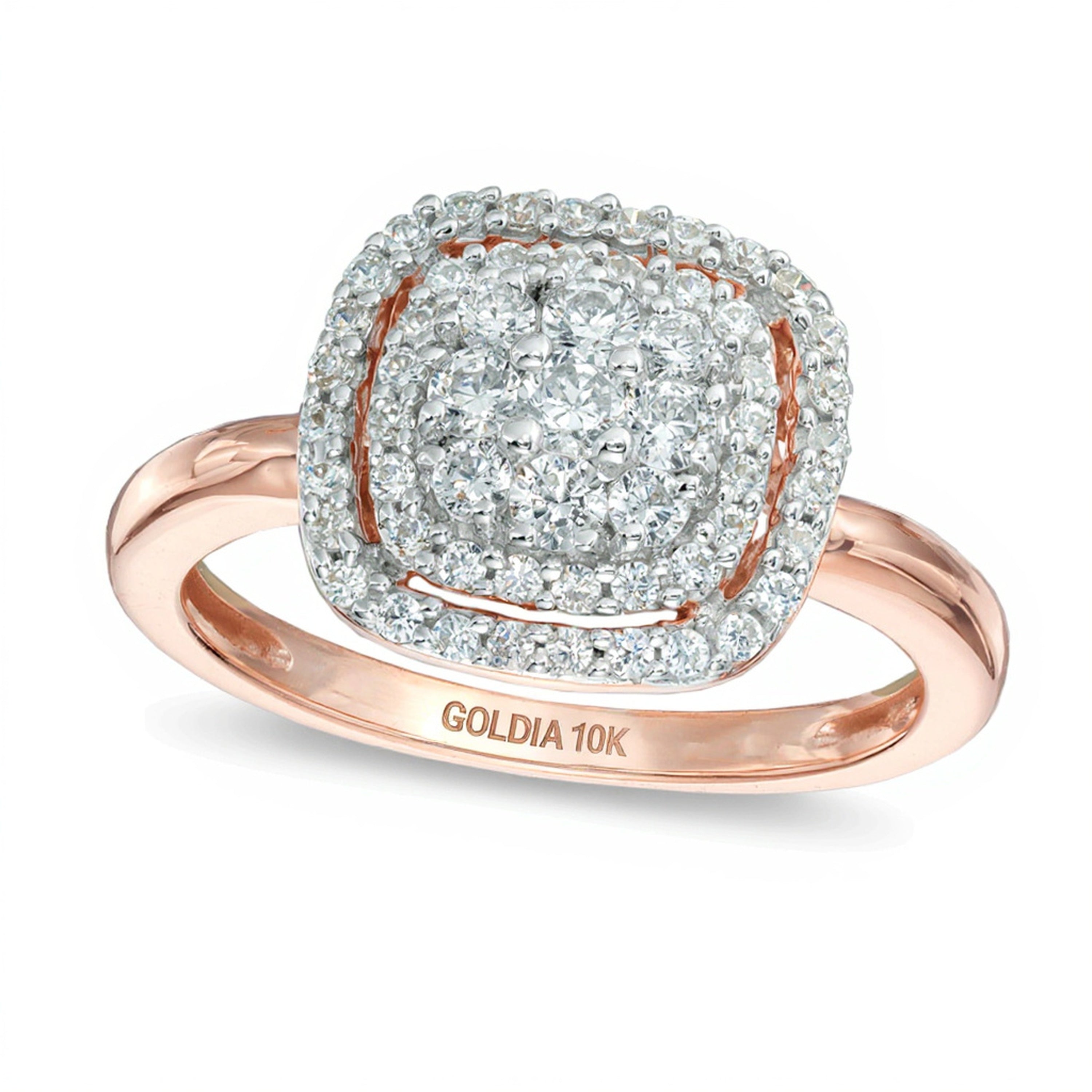 0.5 ct. Gesamtgewicht Multi-Diamant Ring mit Halo in 10K Roségold