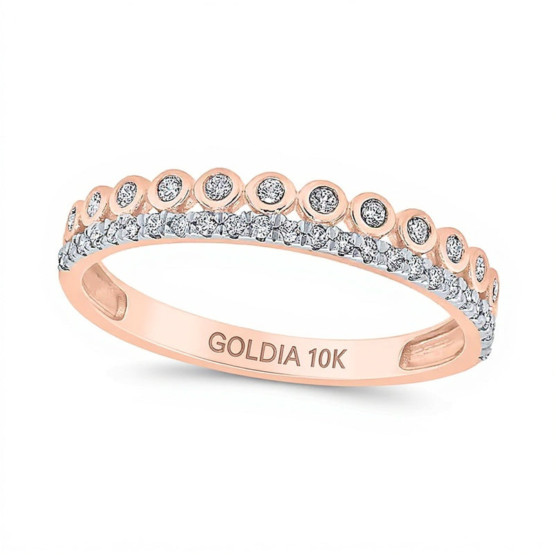 0,2 ct. Gesamtgewicht Diamant Fashion-Ring stapelbar mit Zargen- und Krappenfassung in 10K Roségold