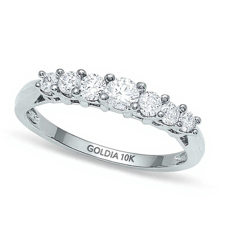 0.33 ct. Gesamtgewicht Diamant Ehering mit sieben Steinen in 10K Weißgold