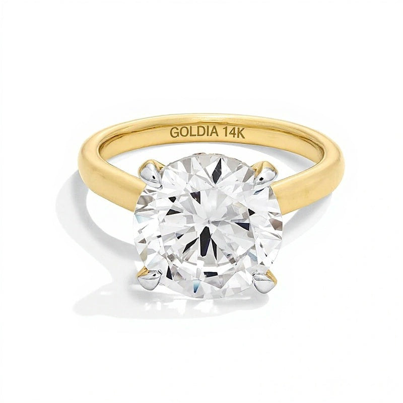 5.25 ct. Gesamtgewicht Solitär-Verlobungsring mit rundem Labordiamant in 14K Gelbgold (F/VS2)