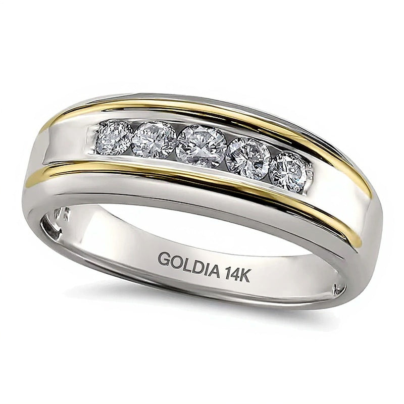 0.5 ct. Gesamtgewicht Diamant Fünfstein-Ring in 14K Two-Tone Gold