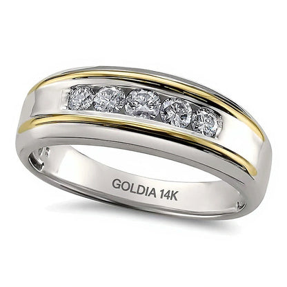 0.5 ct. Gesamtgewicht Diamant Fünfstein-Ring in 14K Two-Tone Gold