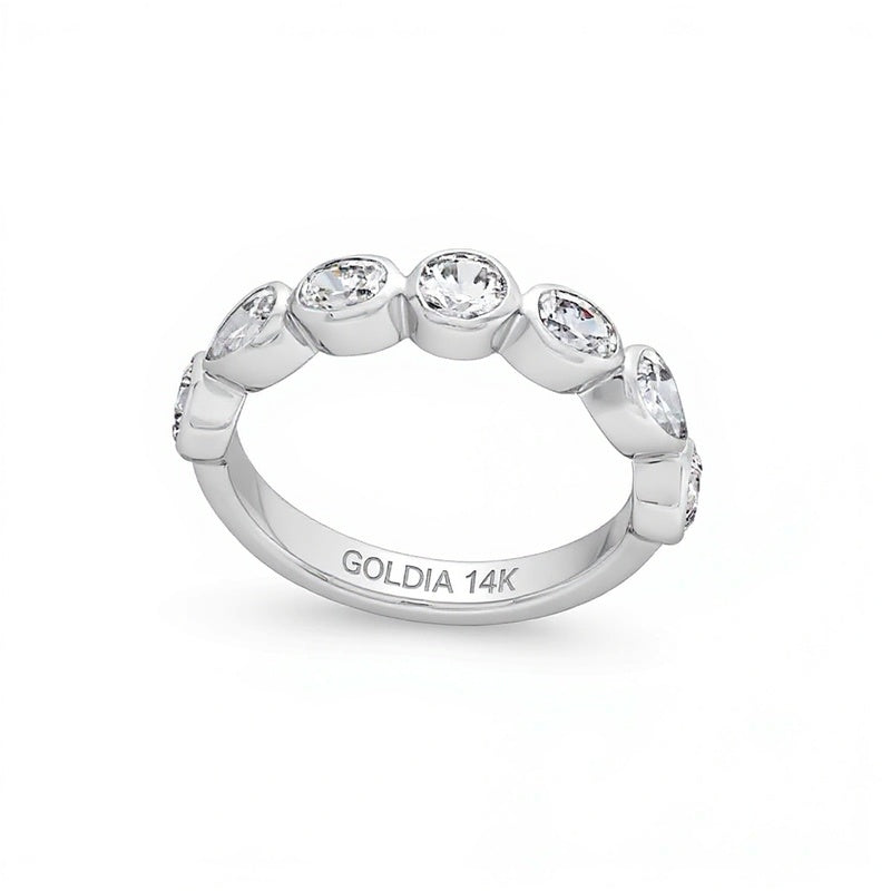1,25 ct. Gesamtgewicht Memoire-Ring mit mehrförmigen Labordiamanten in Zargenfassung aus 14K Weißgold (F/VS2)