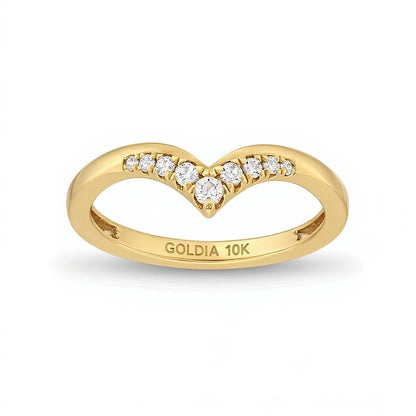 0,13 ct. Gesamtgewicht Diamant Memoire-Ring mit abgestuftem Chevron-Design in 10K Gelbgold
