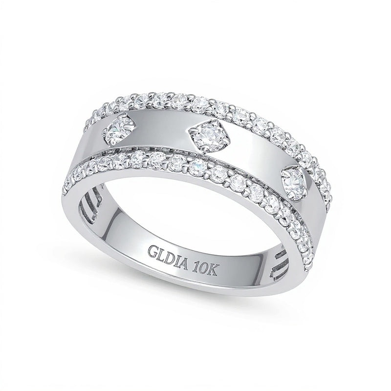 Ring mit Diamanten 0,75 ct. Gesamtgewicht in 10K Weißgold
