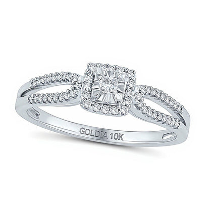 0.2 ct. Gesamtgewicht Freundschaftsring mit Diamanten im Princess- und rund-Schliff in 10K Weißgold