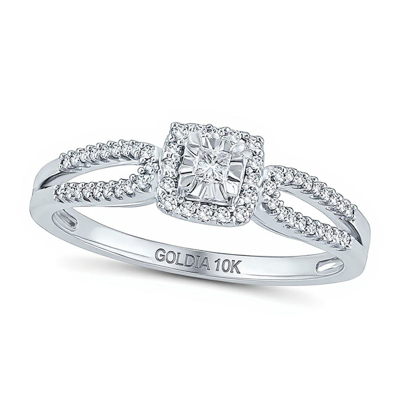0.2 ct. Gesamtgewicht Freundschaftsring mit Diamanten im Princess- und rund-Schliff in 10K Weißgold