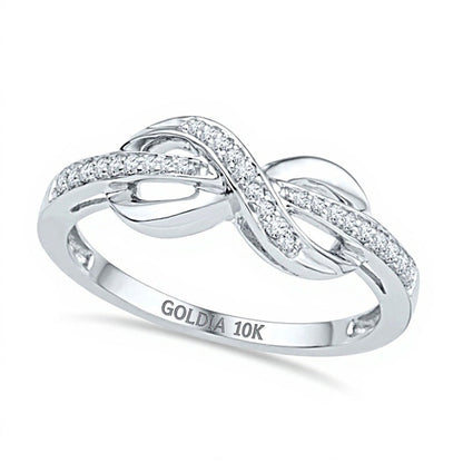 0.1 CT. Gesamtgewicht Diamant Infinity Ring in 10K Weißgold