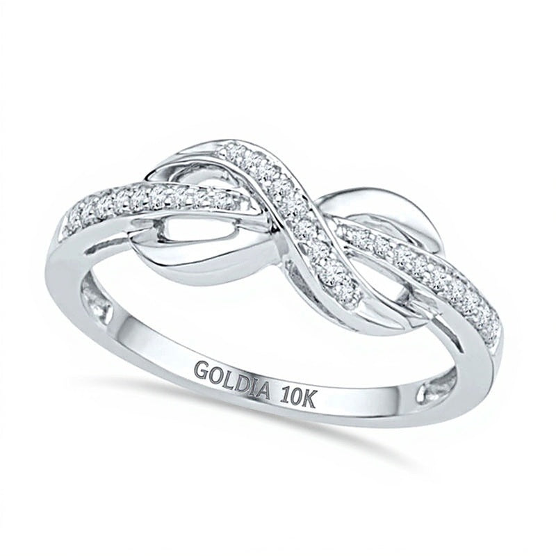 0.1 CT. Gesamtgewicht Diamant Infinity Ring in 10K Weißgold