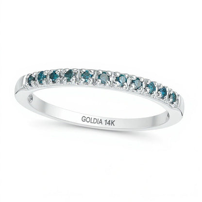 Memoire-Ring mit blauen Diamanten 0.1 ct. Gesamtgewicht in 14K Weißgold