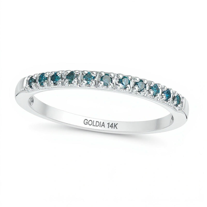 Memoire-Ring mit blauen Diamanten 0.1 ct. Gesamtgewicht in 14K Weißgold