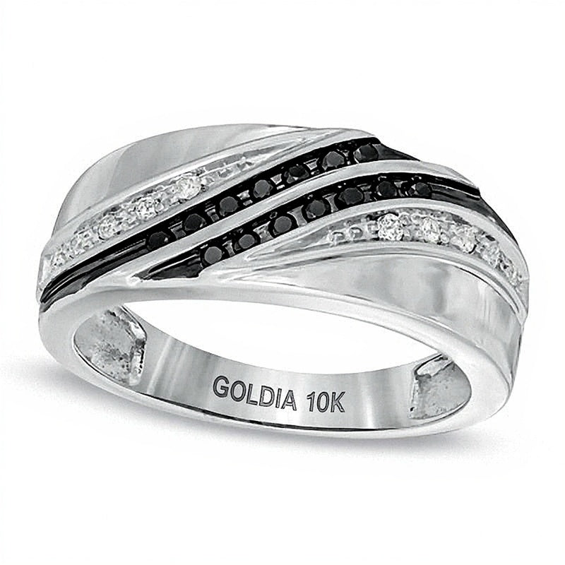 0.2 CT. TW Ring mit behandelten schwarzen und weißen Diamanten in 10K Weißgold