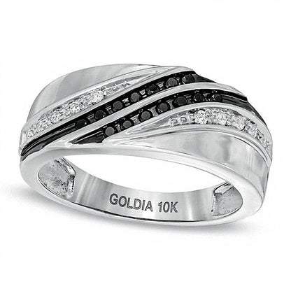 0.2 CT. TW Ring mit behandelten schwarzen und weißen Diamanten in 10K Weißgold