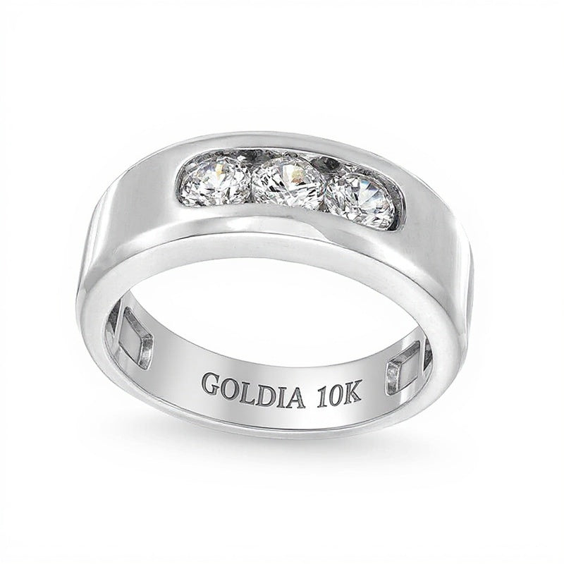 1,0 ct. Gesamtgewicht Dreistein-Ring mit Labordiamanten in 10K Weißgold (I/SI2)