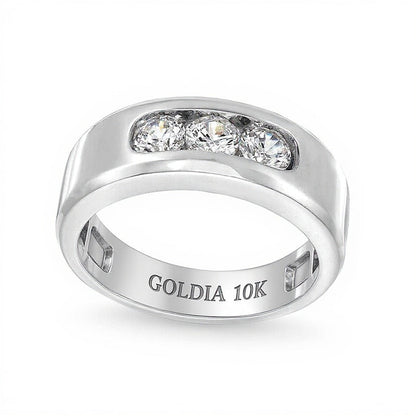 1,0 ct. Gesamtgewicht Dreistein-Ring mit Labordiamanten in 10K Weißgold (I/SI2)