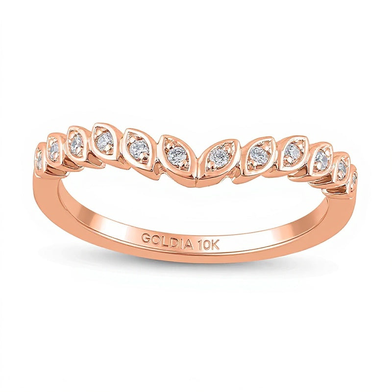 0.1 ct. Gesamtgewicht Diamant Ring mit Marquise-Rahmen und Kontur in 10K Roségold