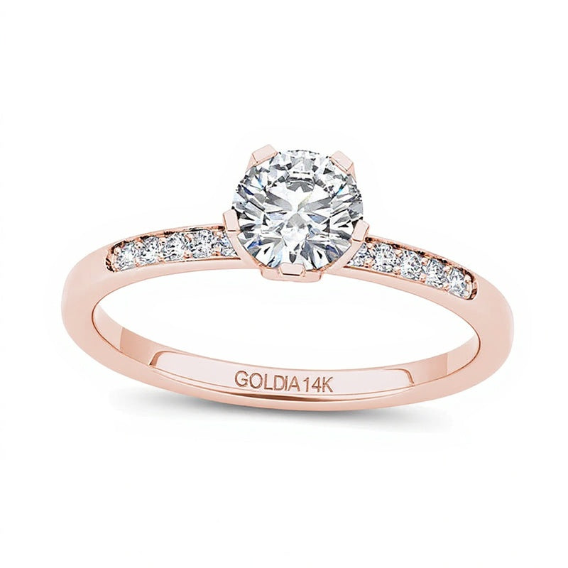 0,5 ct. Gesamtgewicht Diamant-Verlobungsring in 14K Roségold