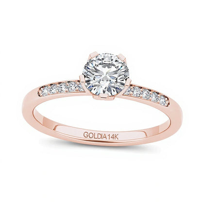 0,5 ct. Gesamtgewicht Diamant-Verlobungsring in 14K Roségold