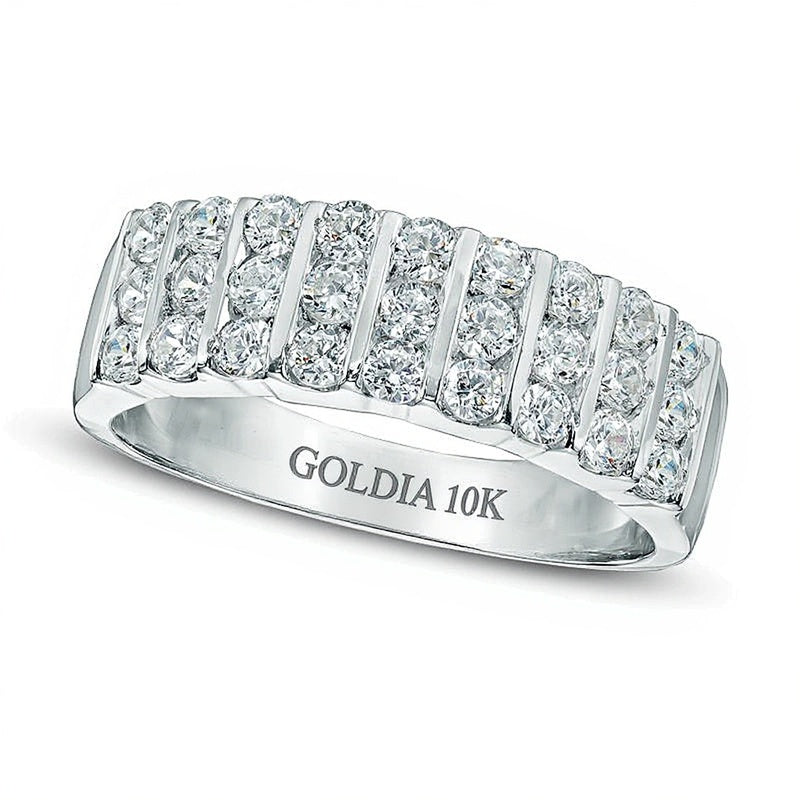 0,75 ct. Gesamtgewicht Diamant Ring dreireihig in 10K Weißgold