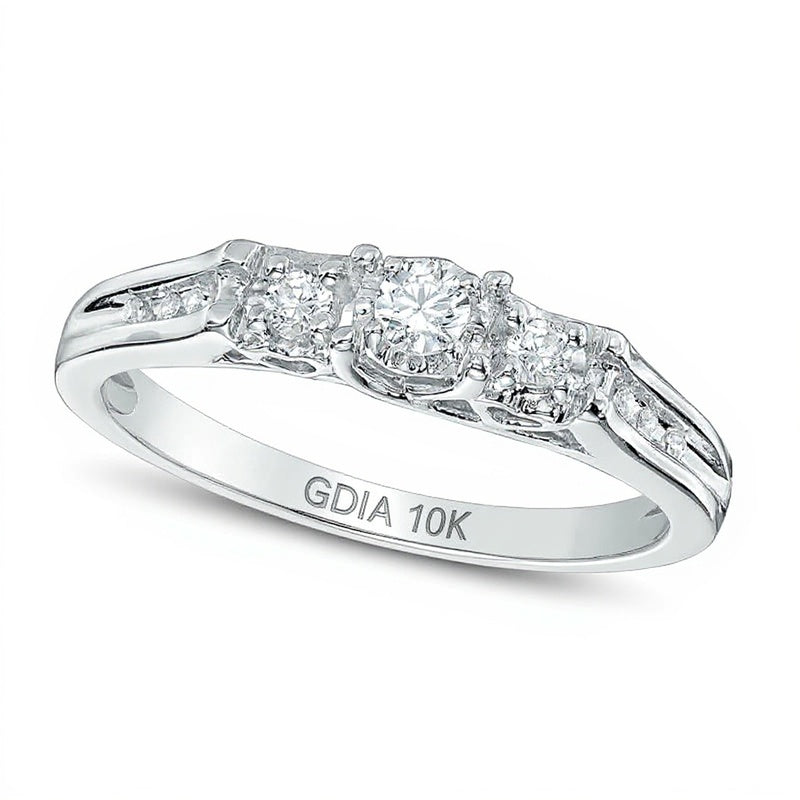 0.2 ct. Gesamtgewicht Diamant Dreistein-Ring in 10K Weißgold