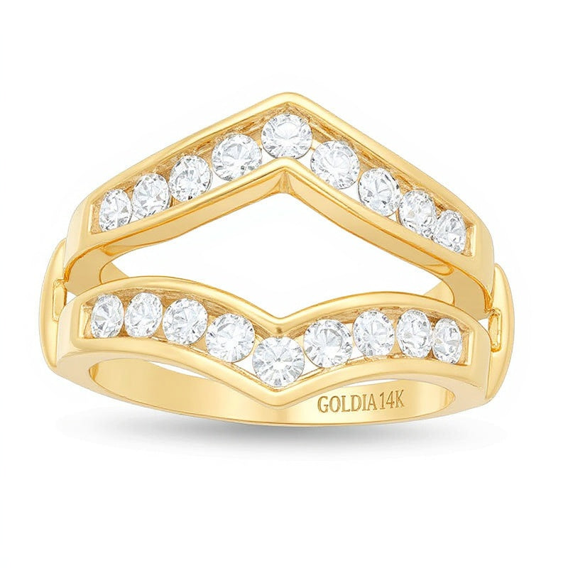 1.0 ct. Gesamtgewicht Diamant Chevron Solitär-Enhancer Ring in 14K Gelbgold