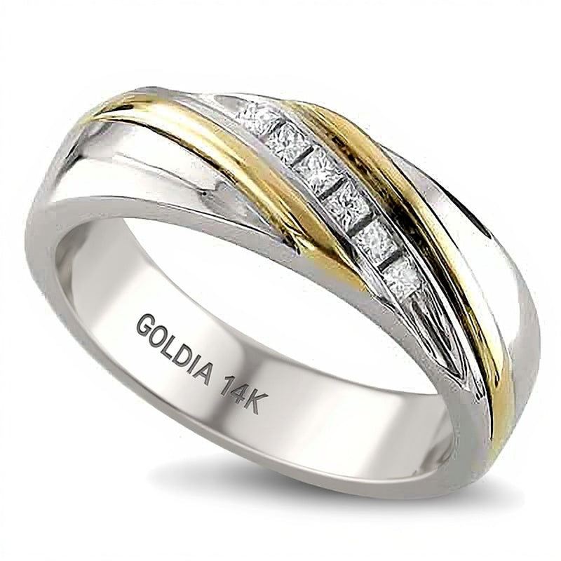 0.2 ct. Gesamtgewicht Ring mit Diamanten im Princess-Schliff in 14K Bicolor-Gold