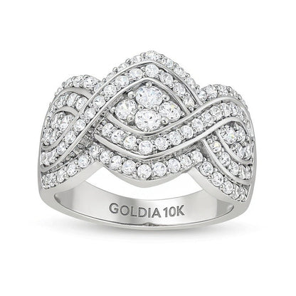 1.0 CT. Gesamtgewicht Ring mit vier weißen Diamanten im Rundschliff und Infinity-Geflecht in 10K Weißgold