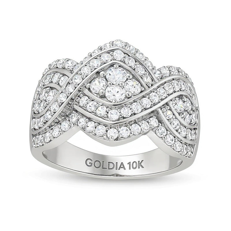 1.0 CT. Gesamtgewicht Ring mit vier weißen Diamanten im Rundschliff und Infinity-Geflecht in 10K Weißgold