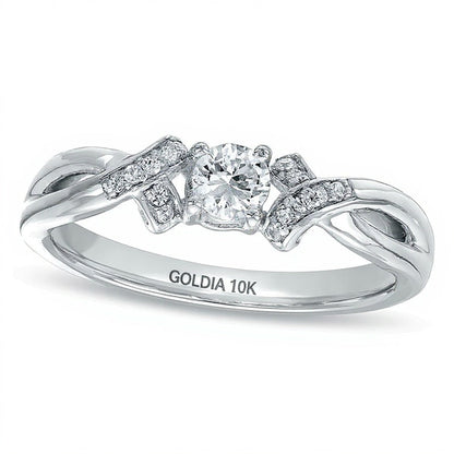 0.2 ct. Gesamtgewicht Diamant Ribbon Freundschaftsring in 10K Weißgold