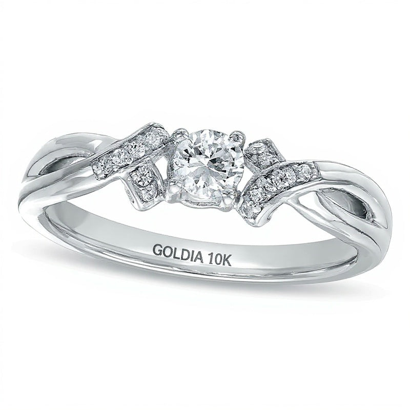 0.2 ct. Gesamtgewicht Diamant Ribbon Freundschaftsring in 10K Weißgold