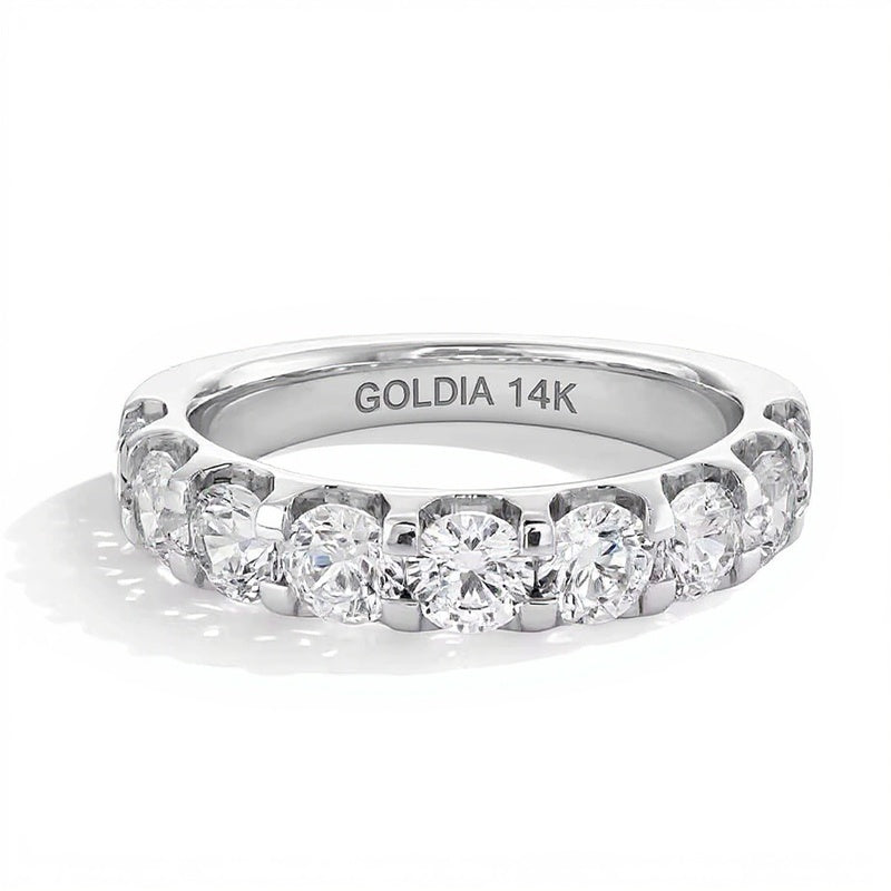 2.0 ct. Gesamtgewicht Labordiamant Memoire-Ring mit neun Steinen in 14K Weißgold (F/VS2)