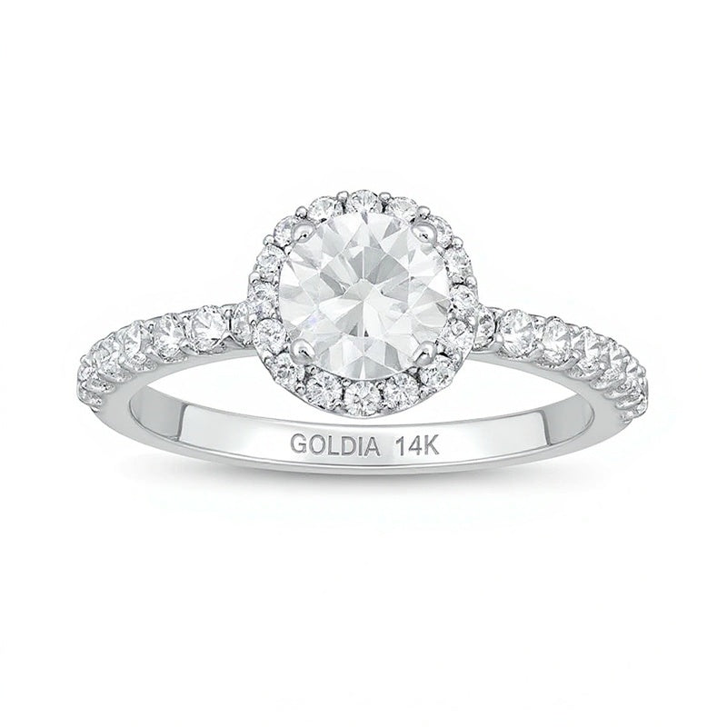 1.5 CT. Gesamtgewicht Labordiamant Halo-Verlobungsring in 14K Weißgold (F/VS2)