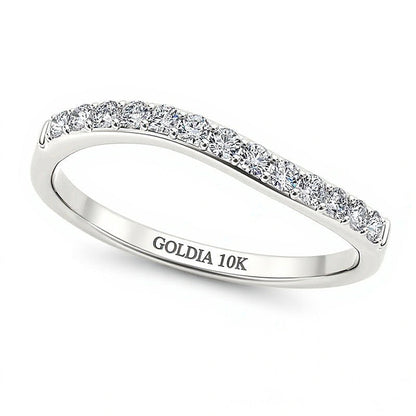 Memoire-Ring mit 0.25 ct. Gesamtgewicht Diamanten im Wellendesign in 10K Weißgold