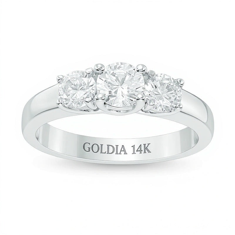 1.0 ct. Gesamtgewicht Diamant Dreistein-Verlobungsring in 14K Weißgold