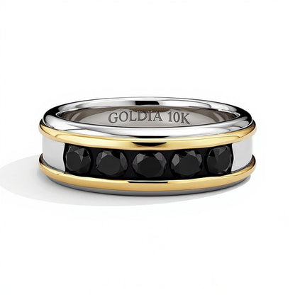 1.0 CT. TW Ring mit fünf schwarzen Diamanten in 10K Bicolor-Gold