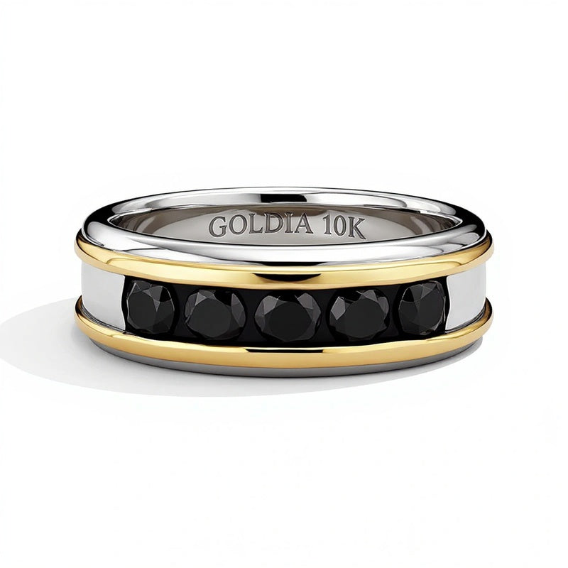 1.0 CT. TW Ring mit fünf schwarzen Diamanten in 10K Bicolor-Gold